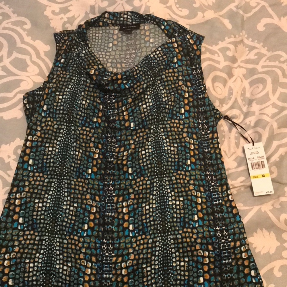 Aqua color snake print tank top